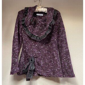 Purple Cowl Neck Sweater with Black Accents